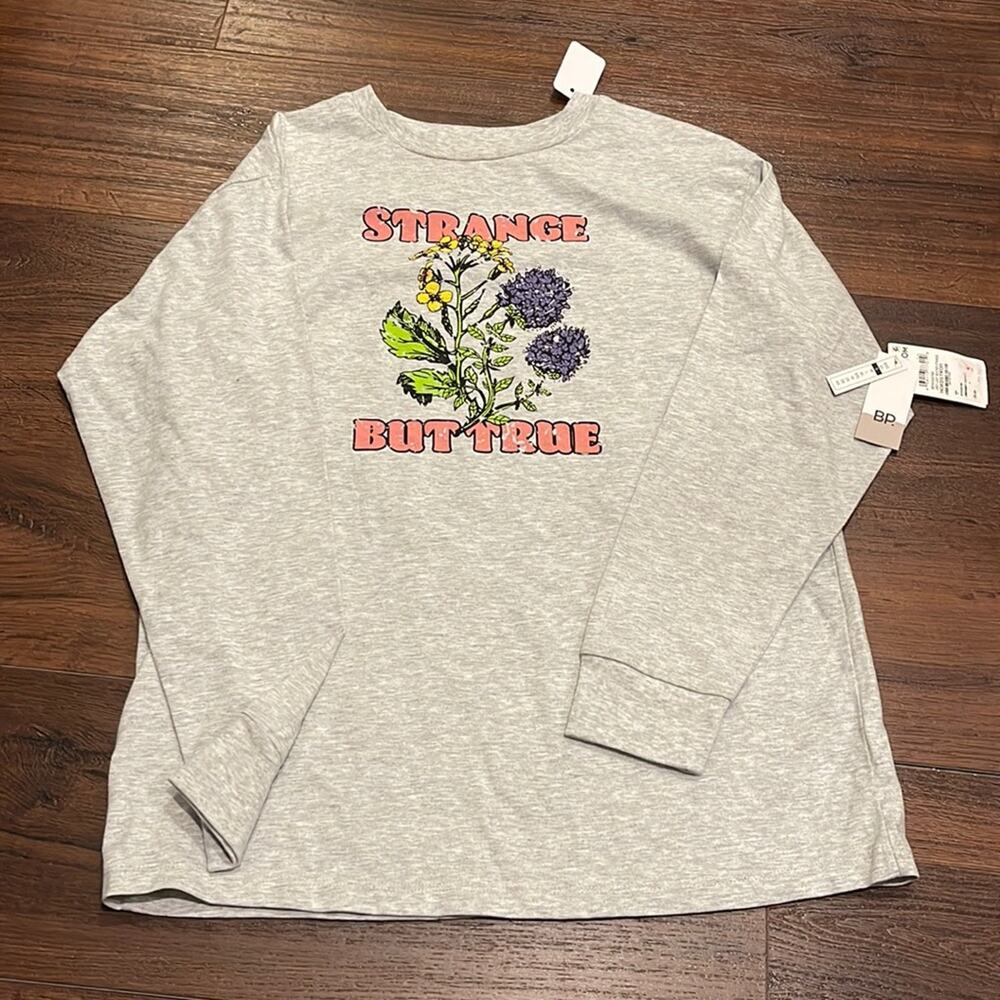 BP Nordstrom NWT Grey Light Heather Strange long Sleeve Tee - Picture 1 of 6